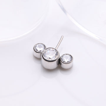 Detail View 1 of Implant Grade Titanium OneFit Threadless Triple Bubble Sparkle Front Facing Top Part-Clear Gem
